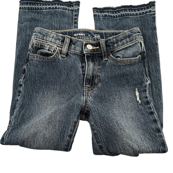 Girls Distressed High Rise Blue Jeans - Picture 3 of 3